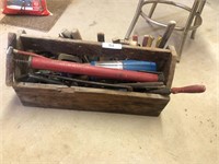 Wooden Toolbox with Assorted Tools