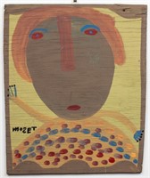 Mose Tolliver Outsider Art Portrait Paint on Board