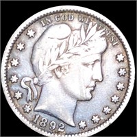1892 Barber Silver Quarter LIGHTLY CIRCULATED
