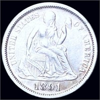 1891-O Seated Liberty Dime NEARLY UNCIRCULATED