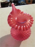 Fenton Cranberry Hobnail Vase 8"T