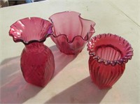 1 Fenton &  Hand Blown Cranberry Vases