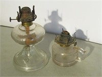 Pair Antique Finger Oil Lamps