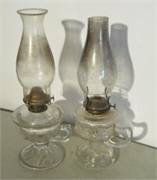 Pair Antique Finger Oil Lamps
