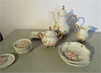 Handpainted Tea Set, Small Luncheon Plates, Etc