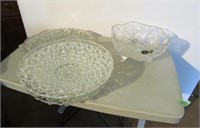 Large Pinwheel Crystal Bowl, Serving Platters Etc