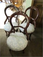 3 Antique Balloon Back Chairs