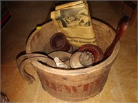 primitive wooden bucket with primitives