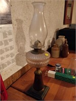 primitive oil lamp 21"tall
