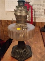 primitive oil lamp 14" tall