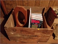 primitive box with magazines , mirror etc
