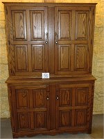 Oak Step Back Cupboard - 2 Pc w/Locking Doors