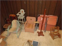 lot of child's furniture , chairs , coat rack, etc