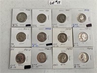 12 1935-1964 Washington Quarters