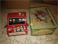 vintage tin math toy, canning lids, etc.