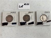 1923 S, 1924 D, 1924 S Mercury Dimes