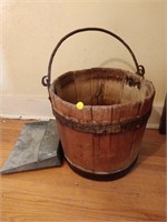 primitive wooden pail and dust pan 12x12''