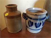 2 primitive pottery jugs largest 5x5
