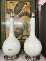 Pr. of Bulbous Light-Colored Pottery Modern Lamps.