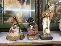 Lot of 3 American Indian Statues.