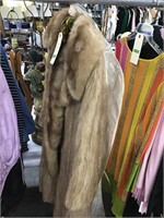 Full-Length Vintage Brown Fur Coat.