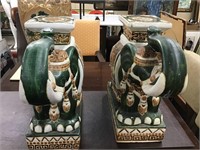 Pr. of Oriental Pottery Elephant Table Bases.