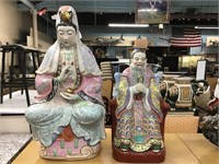 Lot of 2 Seated Porcelain Oriental Figures.