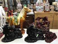 Lot of 5 Horse Figurines, inc. a Tang Horse.