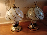 2 lamps with glass shades 15" tall