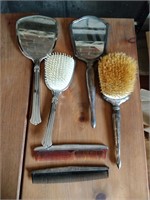 vintage brushes, hand mirrors and combs