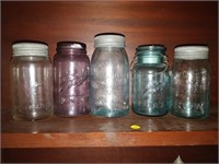 lot of jars-some coloured; crown and ball