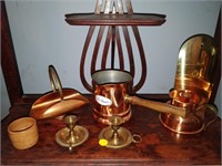 lot of copper candle holders, decorative, etc.