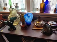 lot of vases, pottery, oil lamp etc.