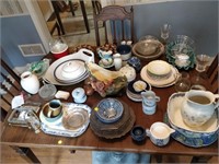 large lot of collector plates, glasses, vases, etc
