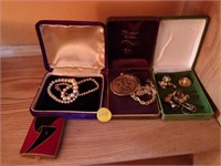 lot of necklaces, pocket mirror, earings etc.