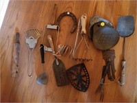 lot of primitive kitchenware , spatula, etc