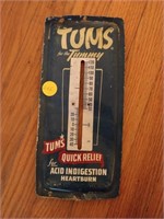 vintage tin tums thermometer sign 9x4''