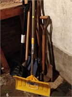 lot of garden tools, shovels, etc