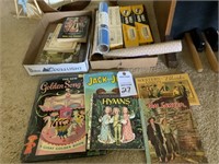 Vintage books, shelving paper