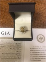 GIA NATURAL FANCY YELLOW DIAMOND RING - 18K WHITE