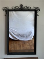 Mirror with painted wood frame and metal ormolu