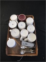 Assorted Cups and Spoons with Eye Glass Cleaner