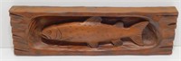 * Hand Carved Wood Trout in a Carved Frame -