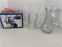 Lone Ranger tin, vases, misc