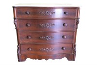 Antique Flaming Mahogany Marble Top Chest