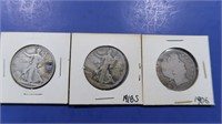 1906Barber Silver Half Dollar,1918S &1945 Liberty