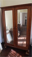 Vintage Mirrored 2 Door Armoire w/Key, Half