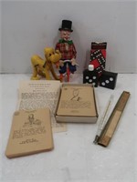 Vintage Lot-French Card Game, Thermometer, Toys