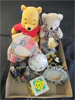 2 stuffed bears - miniquilt and frame - music box