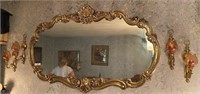 Framed Mirror & Candle Sconces